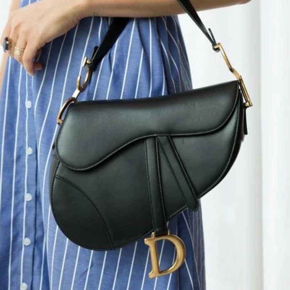 Dior Saddle Black Leather Sling Bag (With Box)