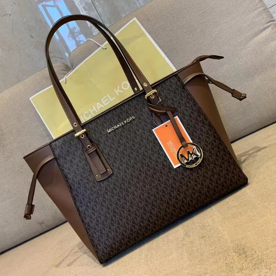 Michael Kors Coffee Monogram Voyager Tote Bag