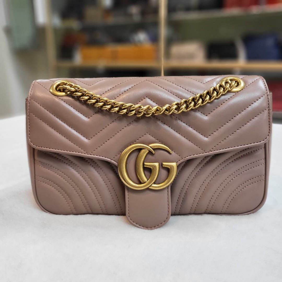 Gucci GG Marmont Khaki Matelasse Sling Bag (With Box)