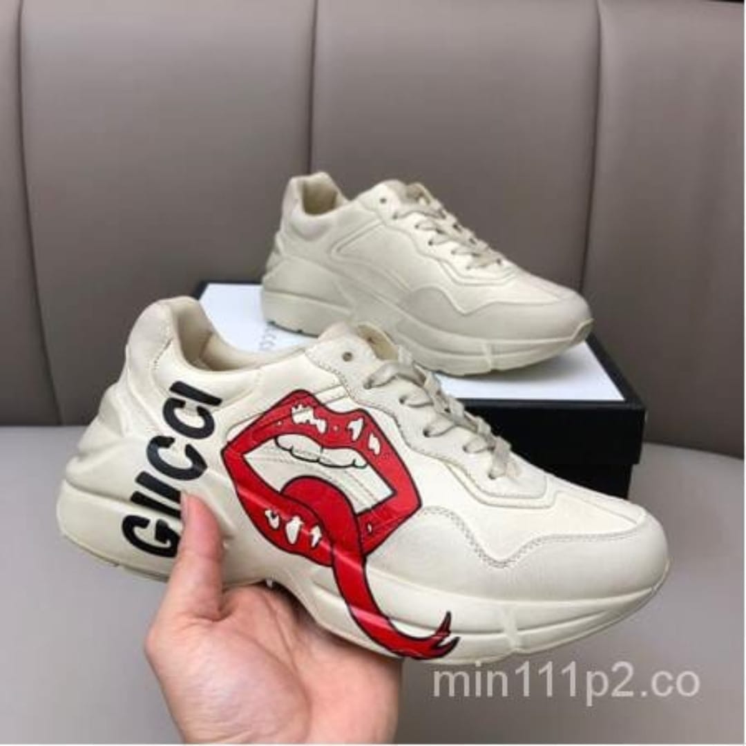 Gucci Rhython Kiss Premium Quality White Color Menโs Casual Shoes