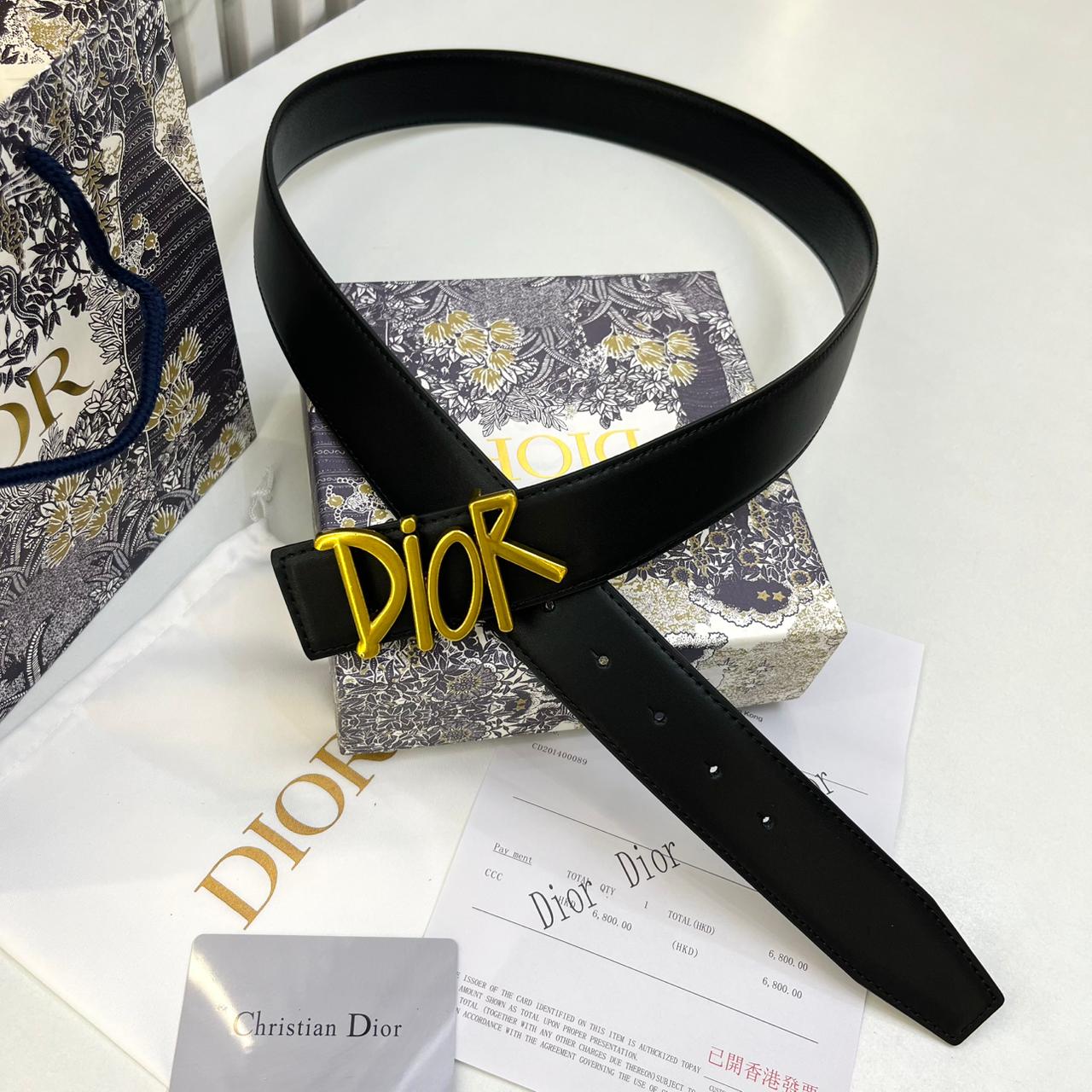 Dior Signature Black Ladies Belt