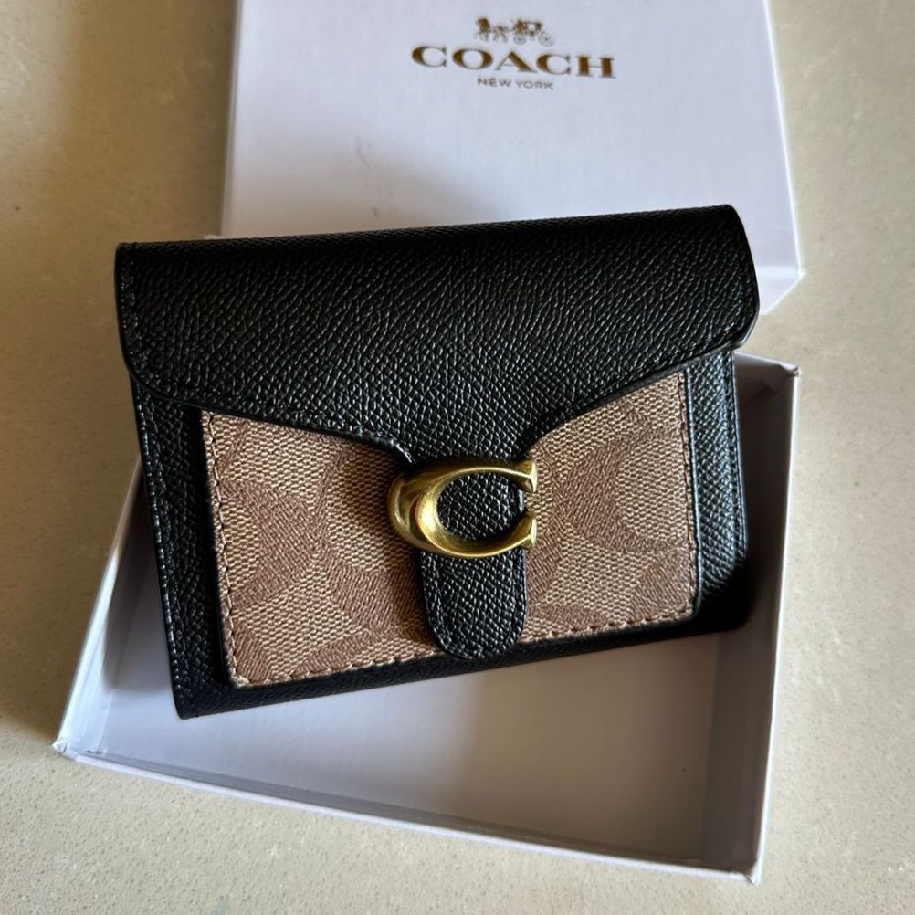 Coach Apricot Black Small Tabby Wallet