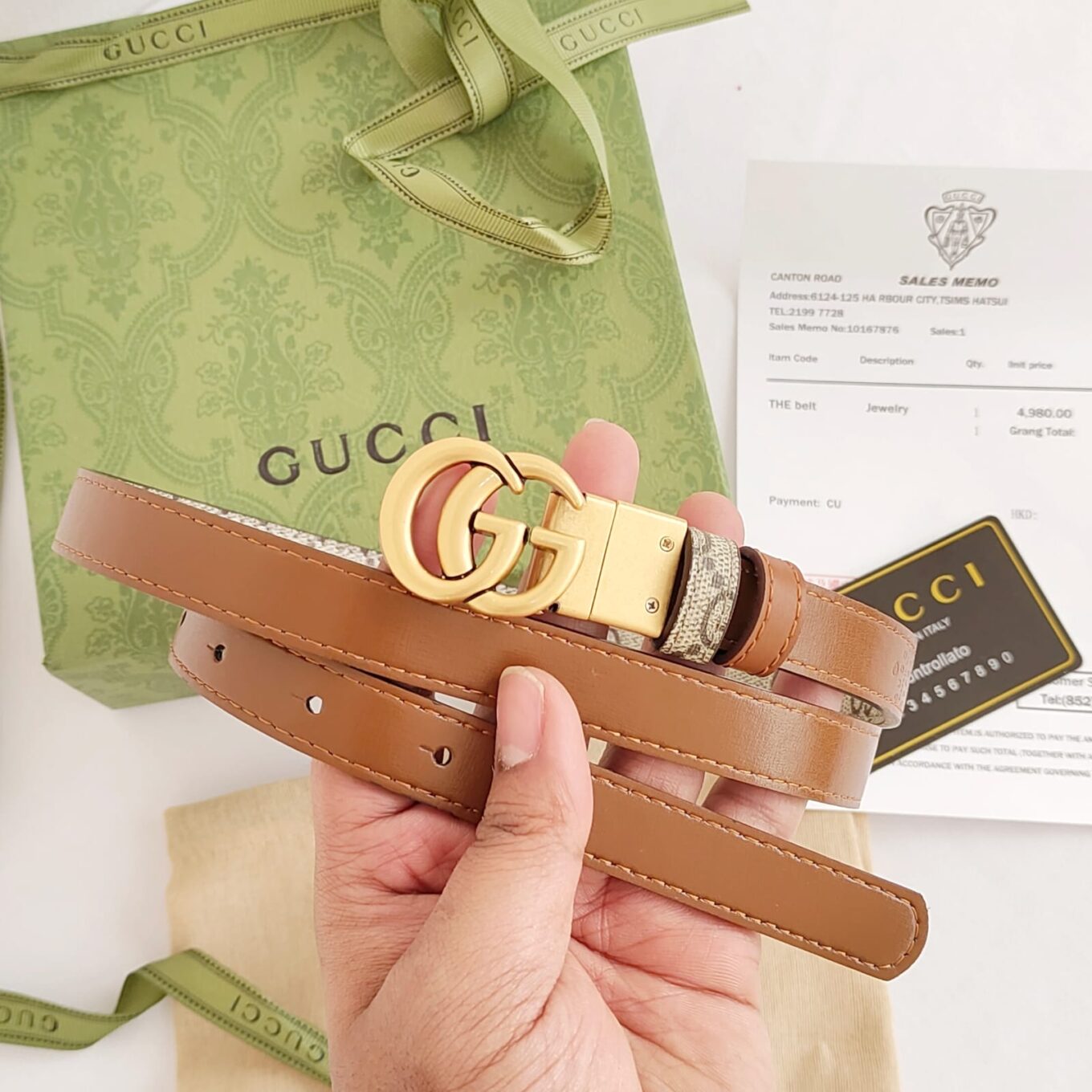 Gucci GG Reversible Slim Belt