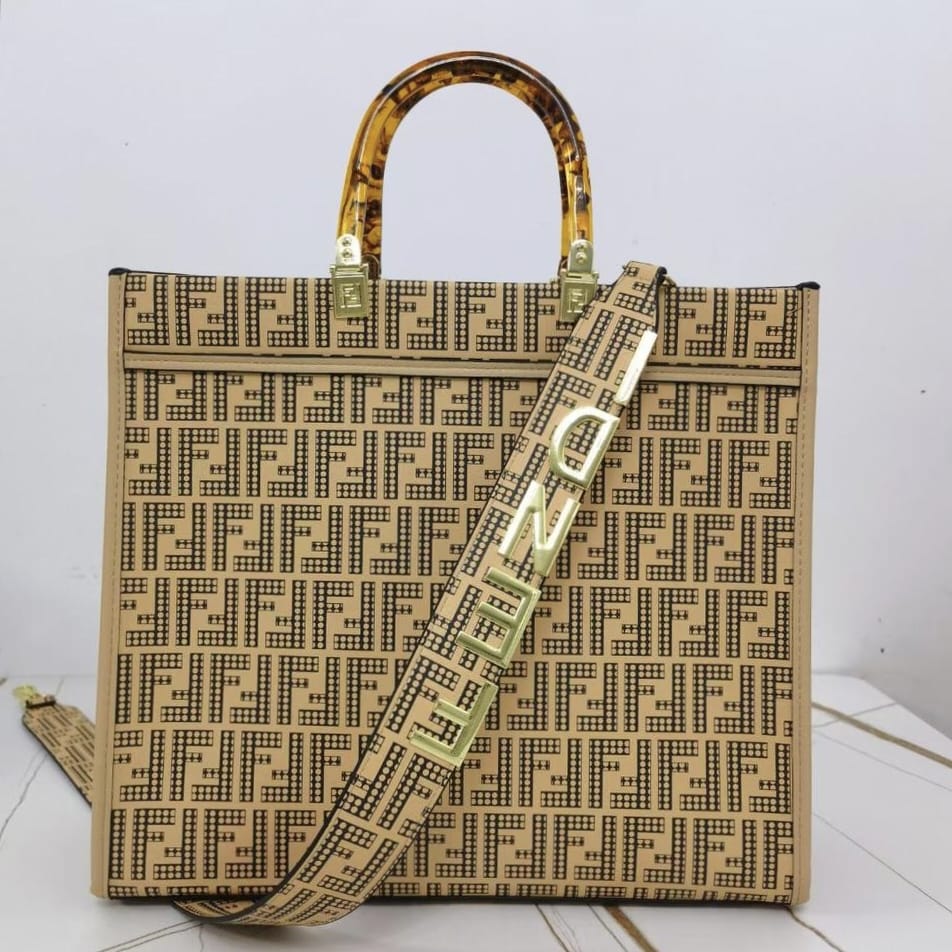 Fendi Roma Sunshine Apricot FF Glazed Tote Bag