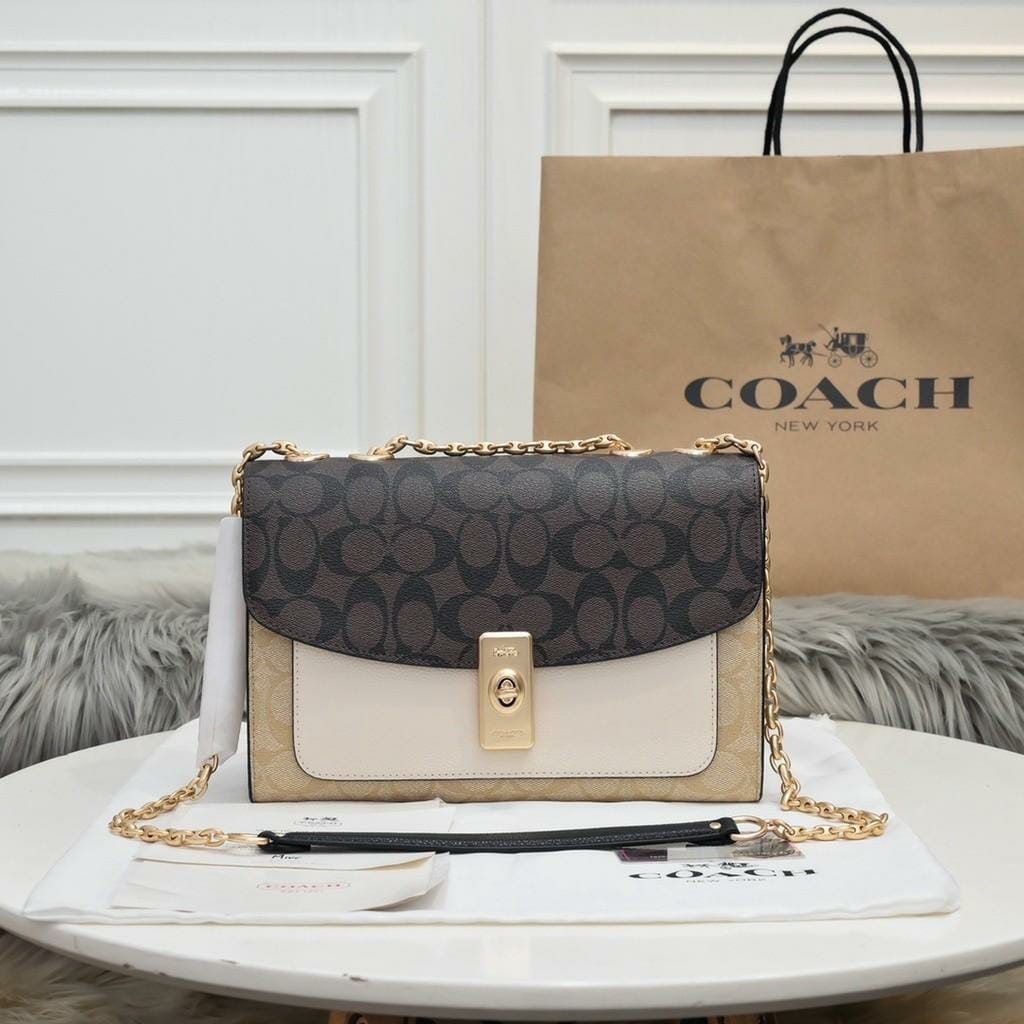 Coach Lane Coffee Apricot Shoulder Bag (With Box)