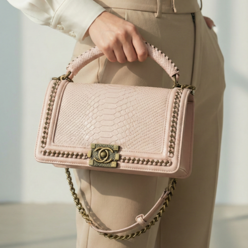 Chanel Leboy Croco Premium Quality Pink Handbag