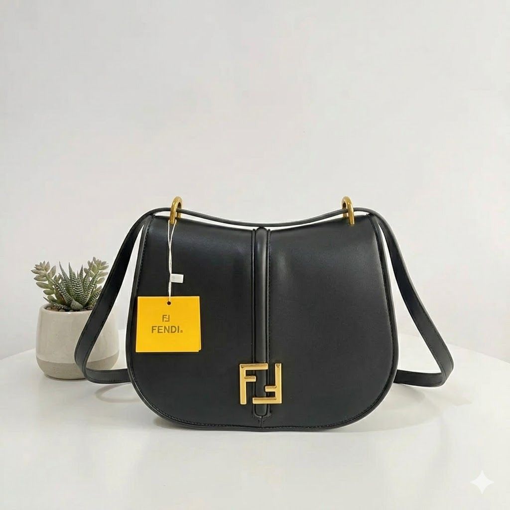 Fendi C’mon Black Medium Satchel Purse (With Box)