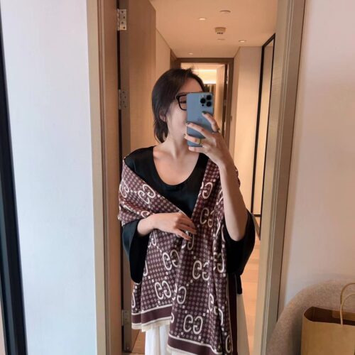 Gucci Wollen Coffee Colour Stole (With Box)