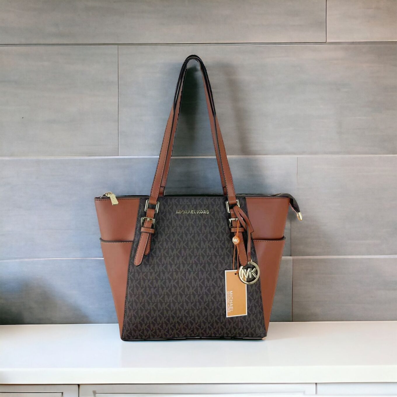 Michael Kors Jetset Coffee Brown Monogram Tote Bag