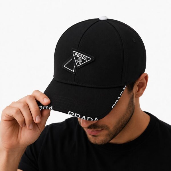 Prada Black Edge Text Baseball Cap