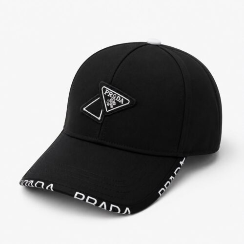 Prada Black Edge Text Baseball Cap