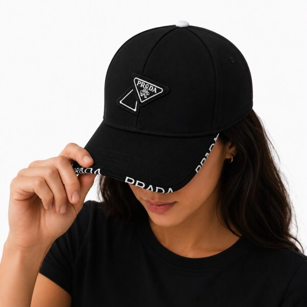 Prada Black Edge Text Baseball Cap
