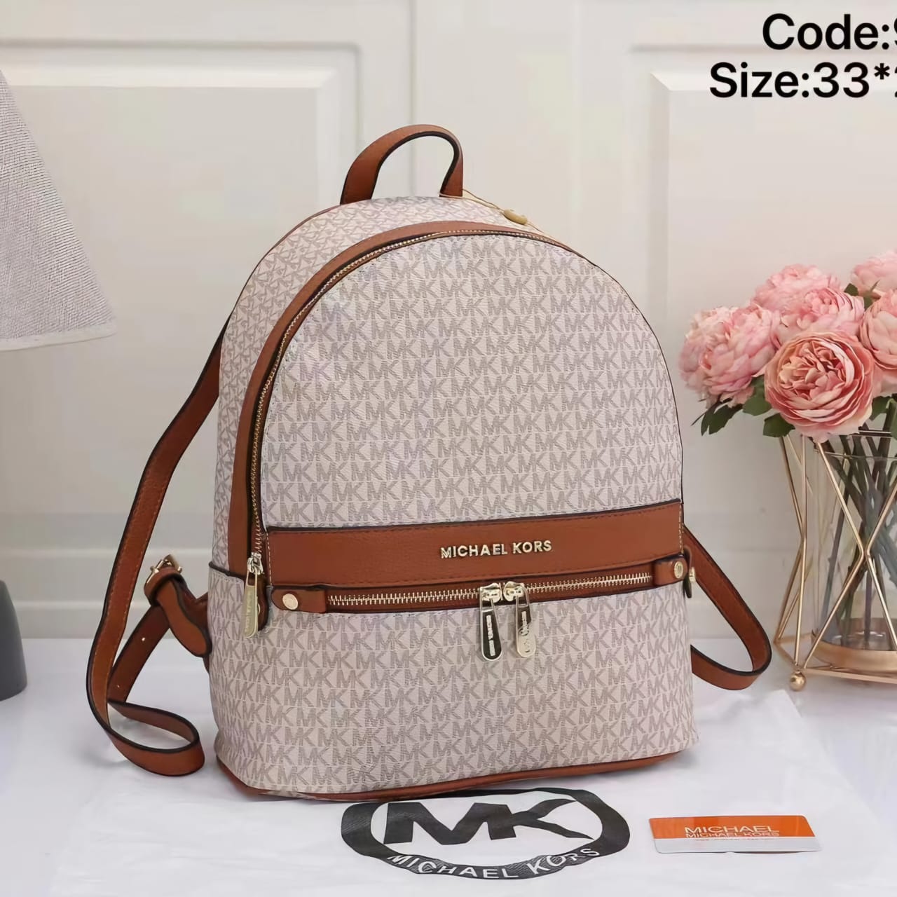 Michael Kors Jet Set Beige Brown Backpack