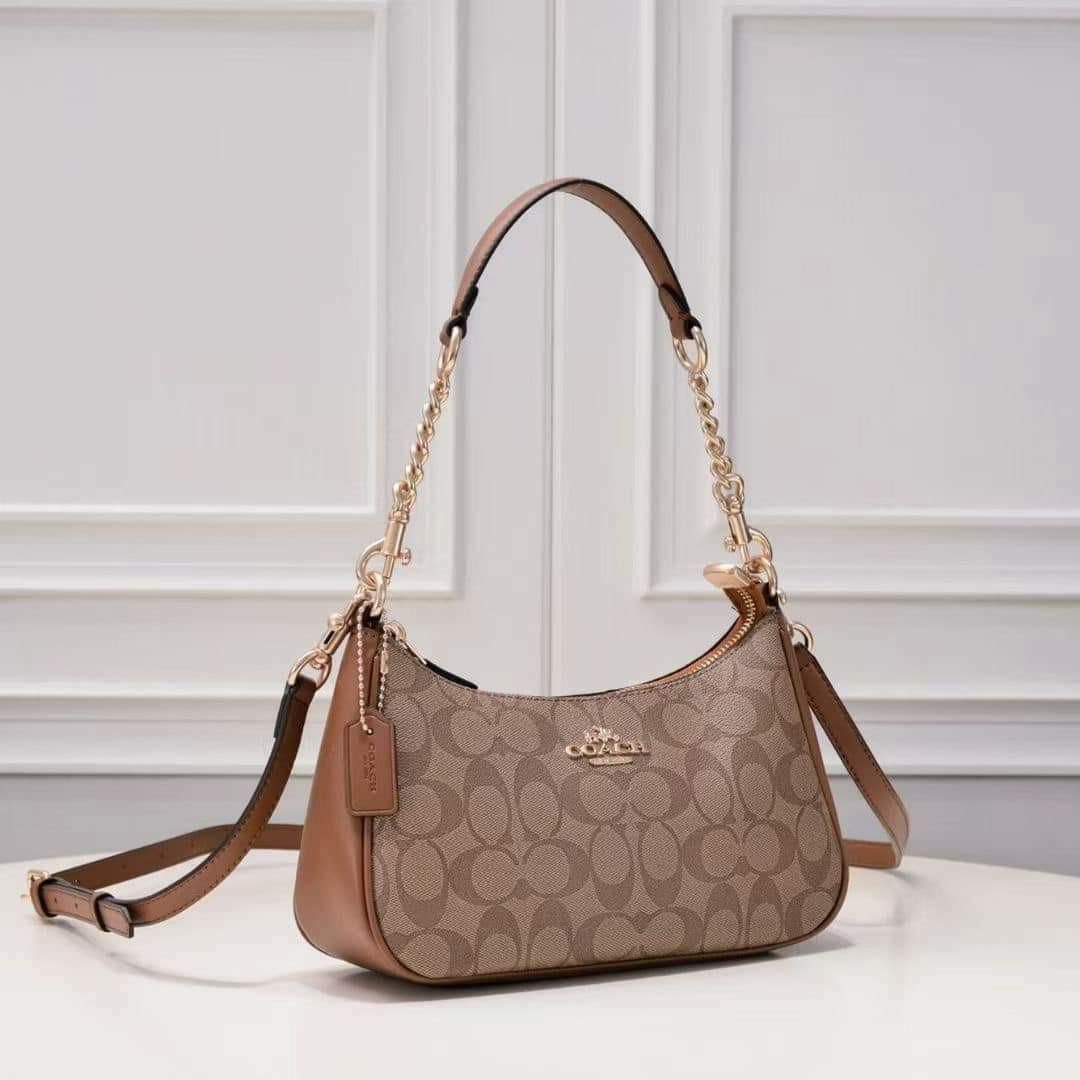 Coach Teri Apricot Brown Shoulder Bag
