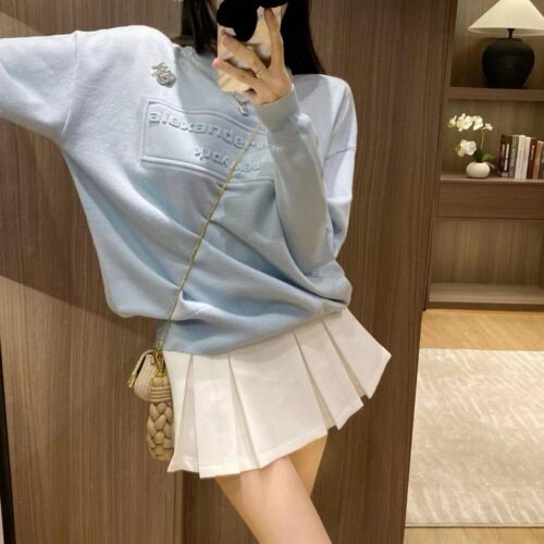 Alexander Wang Full Sleeve Blue Warm Pullover