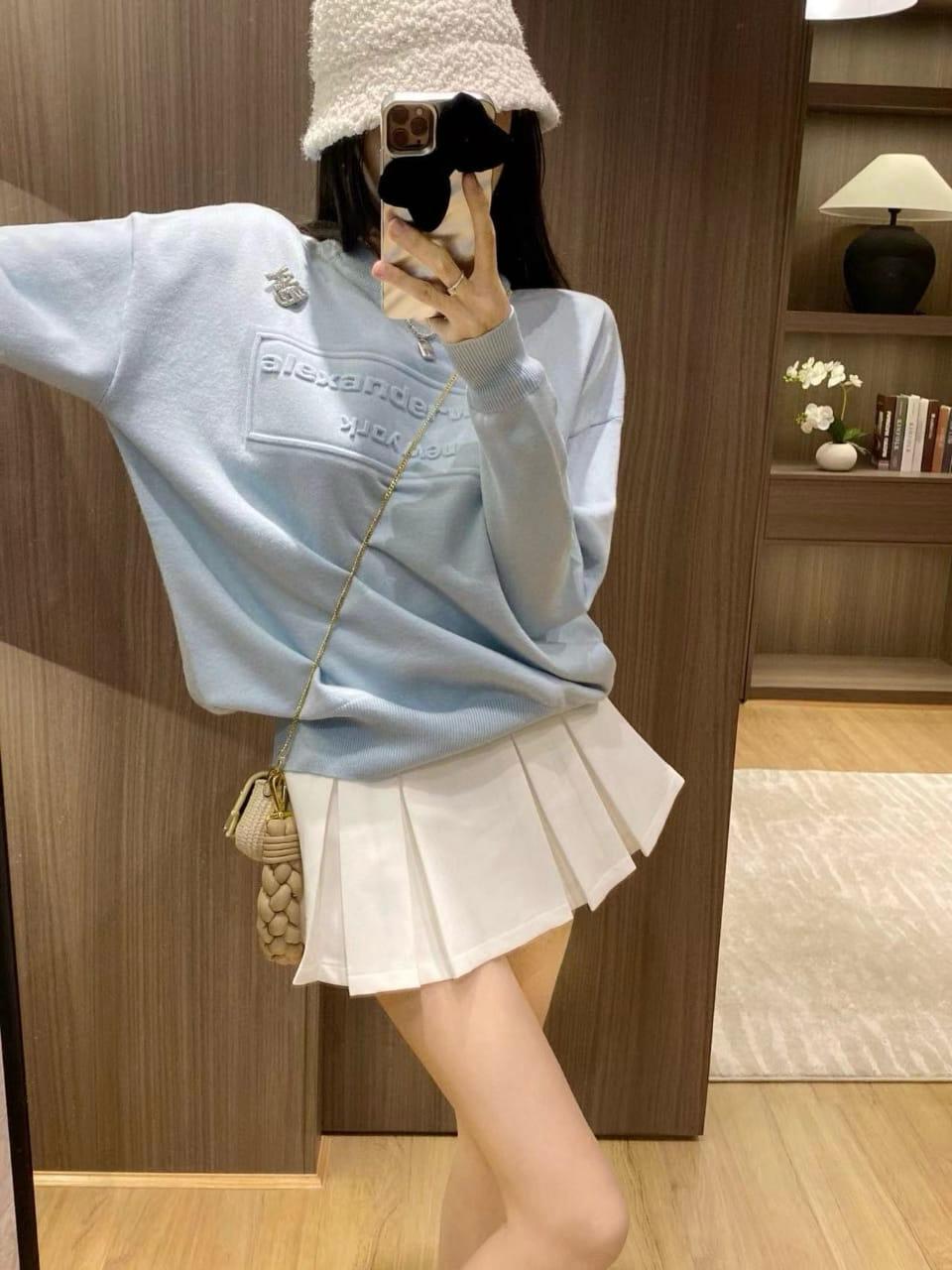 Alexander Wang Full Sleeve Blue Warm Pullover
