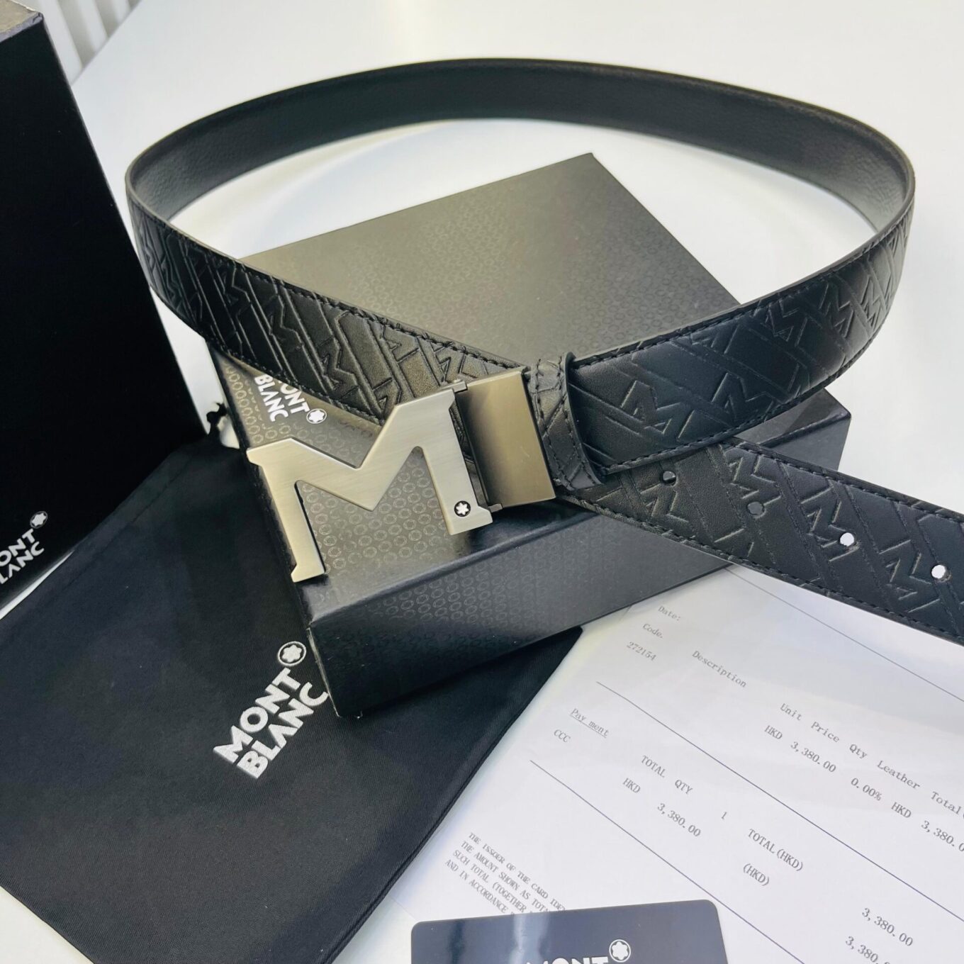 Montblanc Black Silver Mono Premium Men’s Belt