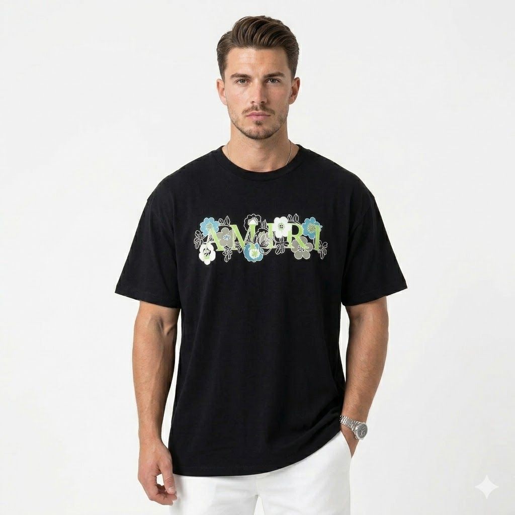 Amiri Floral Black Oversized Tshirt