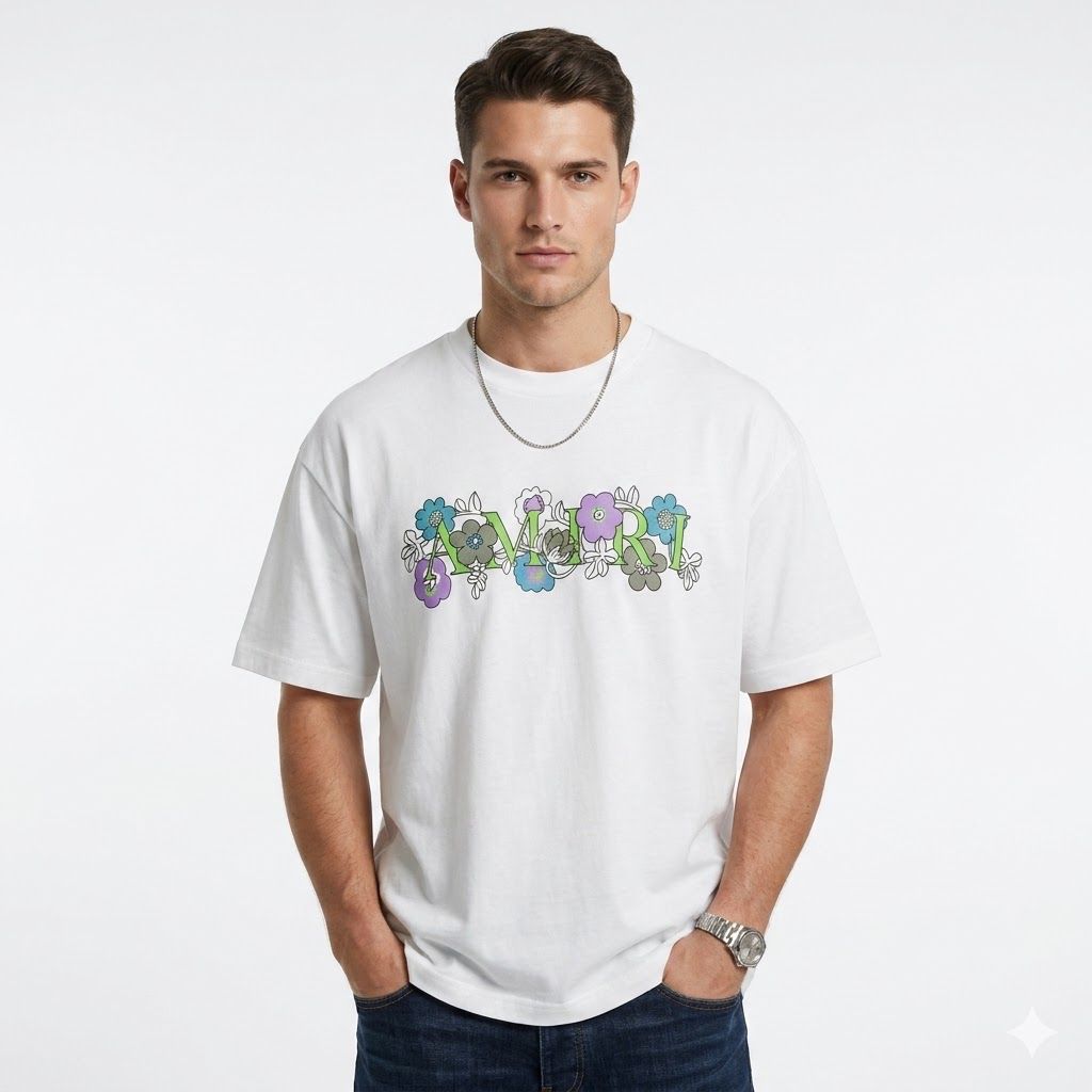 Amiri Floral White Oversized Tshirt
