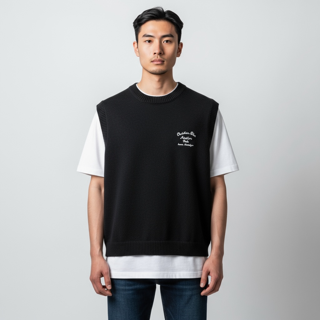 Christian Dior Black Sleeveless Warm Sweater