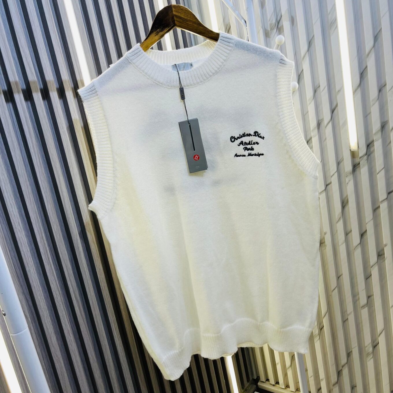Christian Dior White Sleeveless Warm Sweater