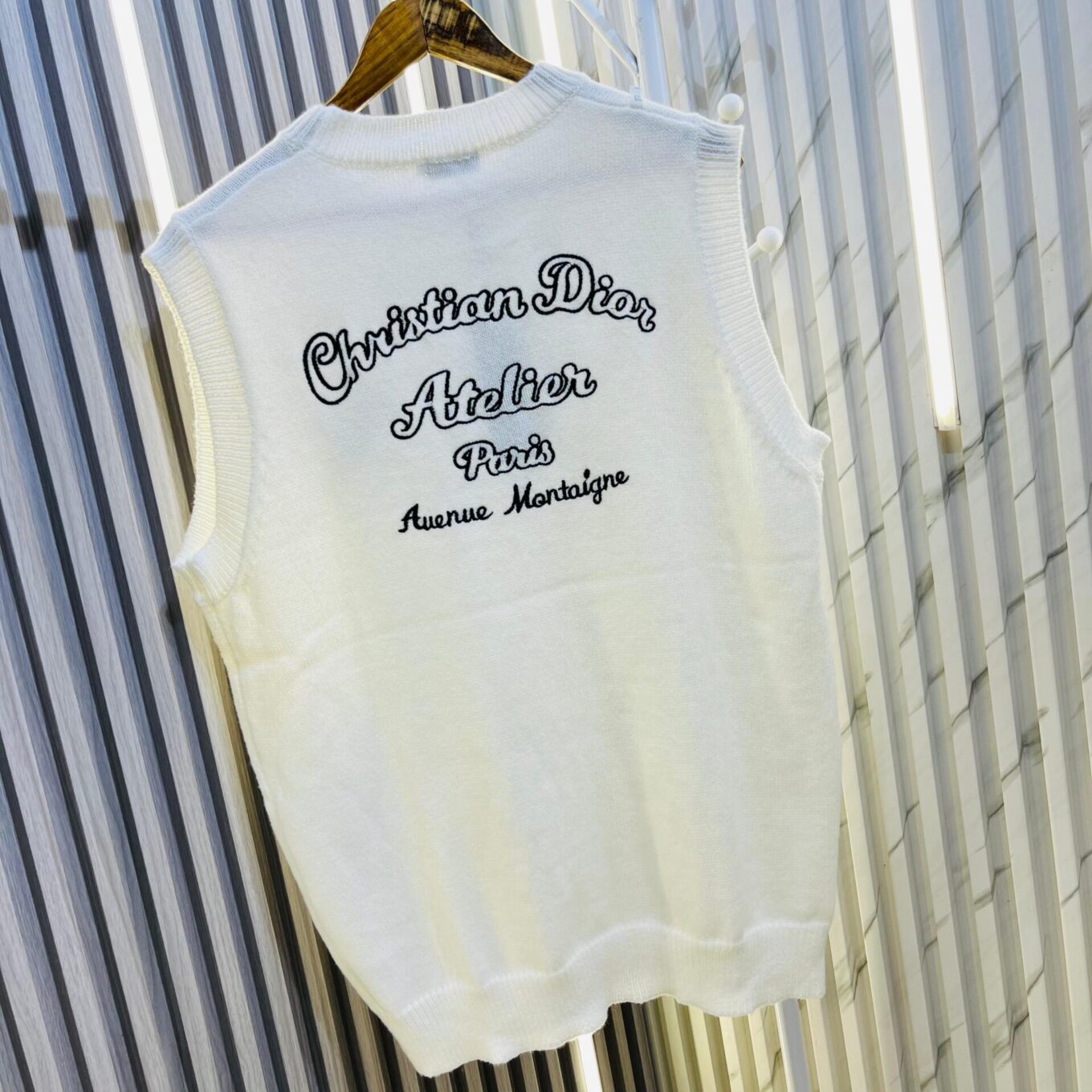 Christian Dior White Sleeveless Warm Sweater