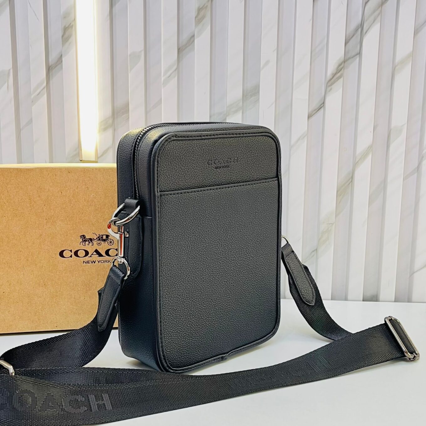 Coach All Black Messenger Bag (With Box)