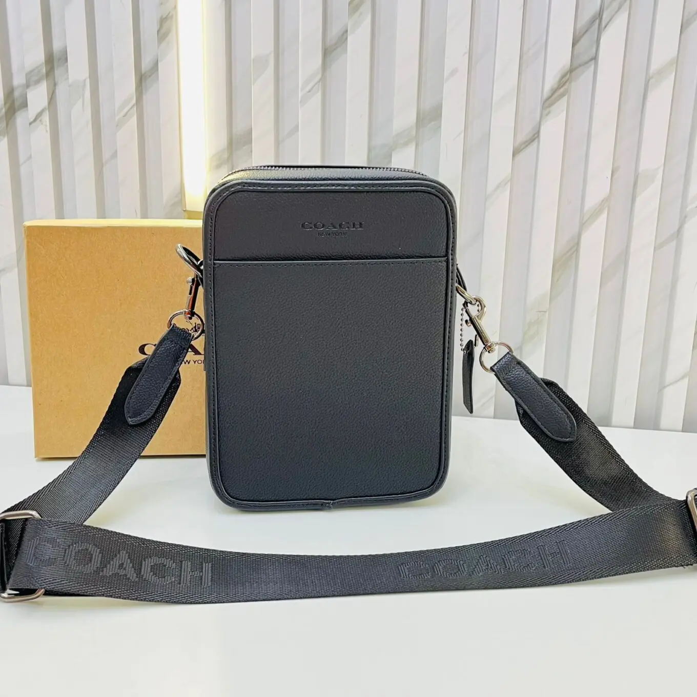 Coach All Black Messenger Bag (With Box)