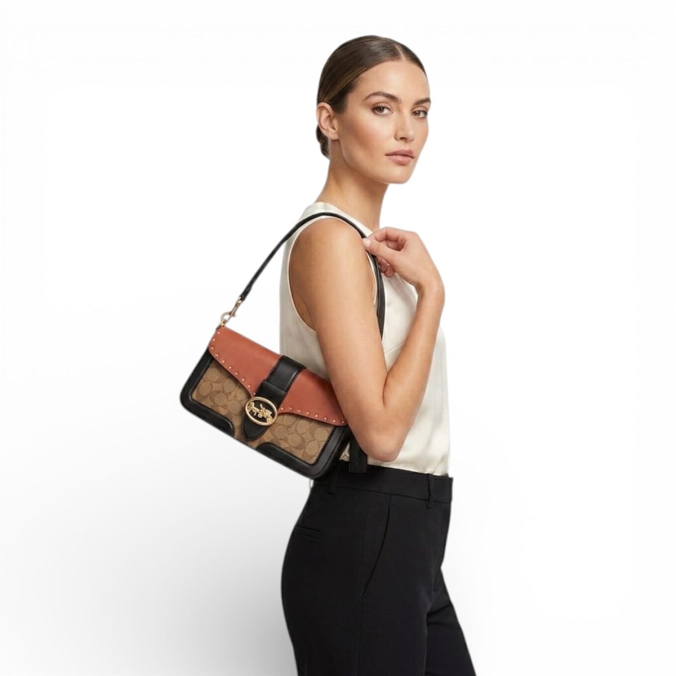 Coach Georgie Apricot Tan Shoulder Bag (With Box)