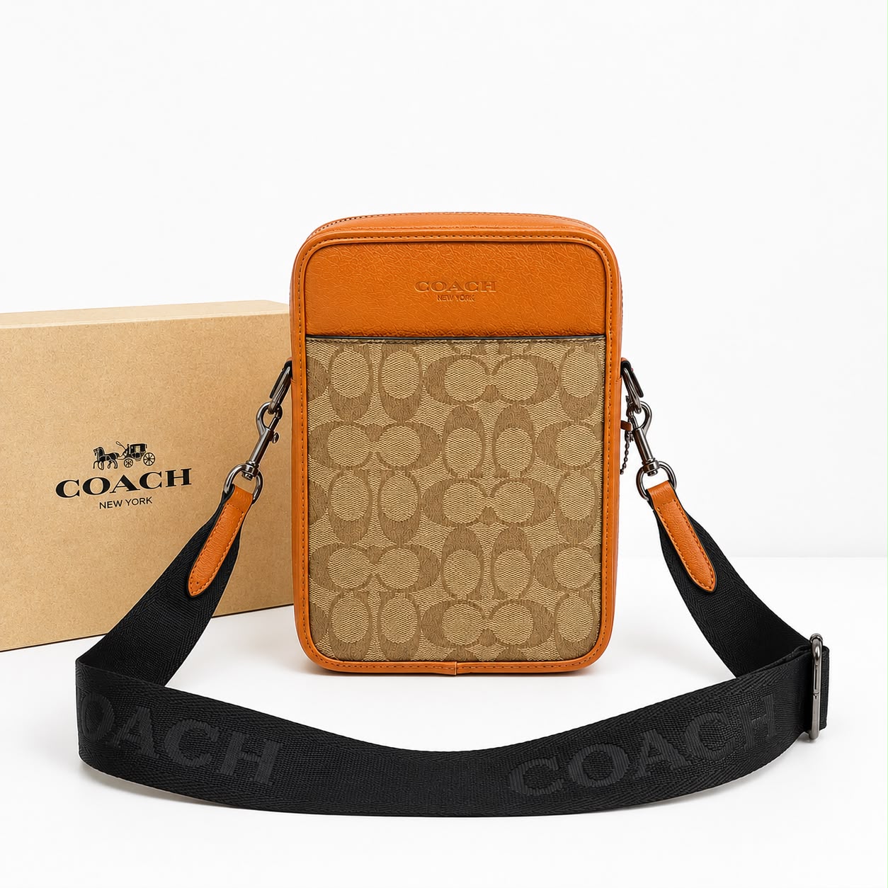 Coach Apricot Brown Messenger Bag (With Box)