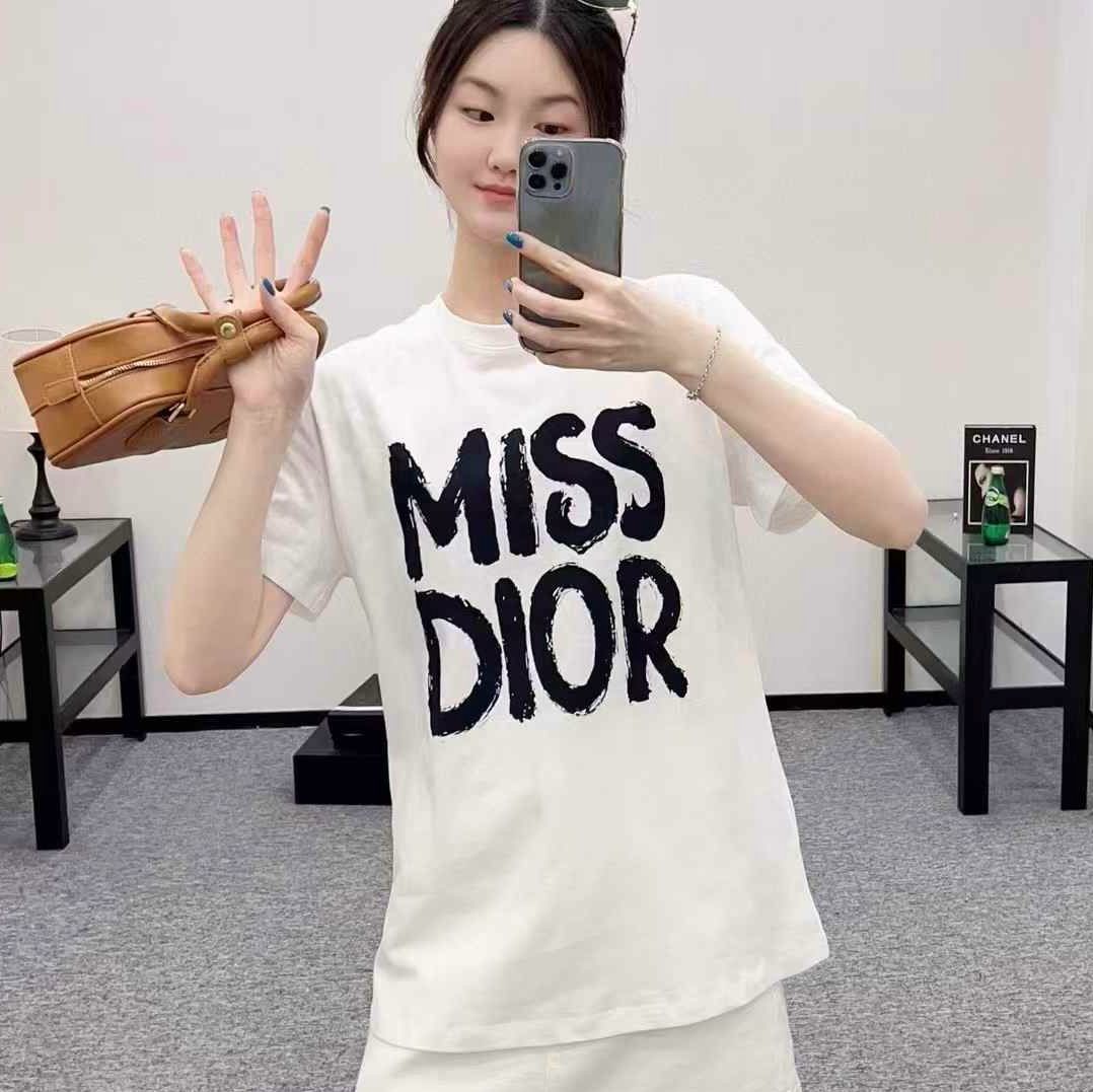 Miss Dior White Black Oversized T-shirt For Women