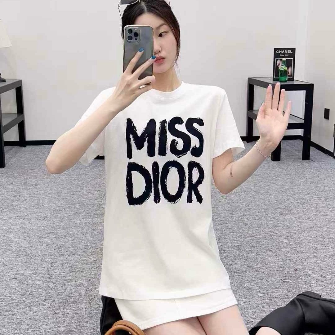 Miss Dior White Black Oversized T-shirt For Women