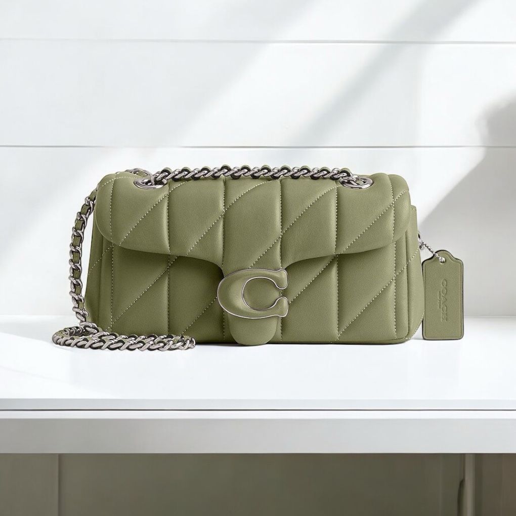 Coach Tabby 26 Green Quilted Sling Bag (With Box)
