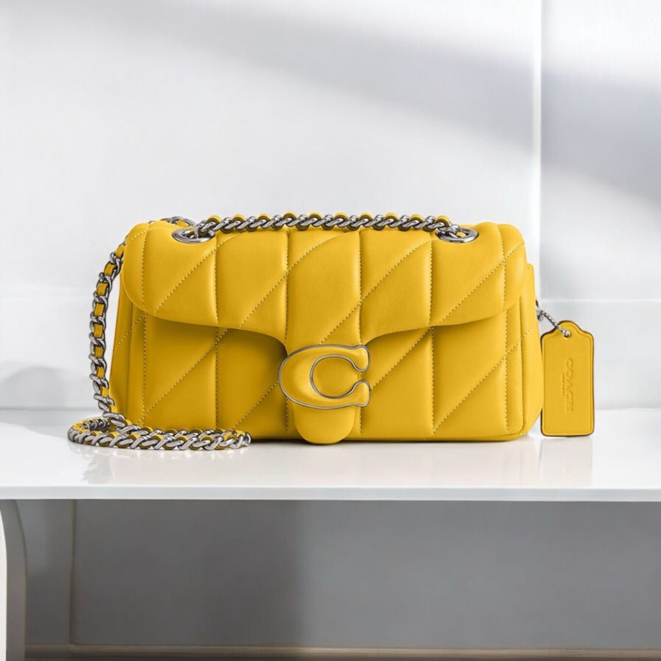 Coach Tabby 26 Yellow Quilted Sling Bag (With Box)