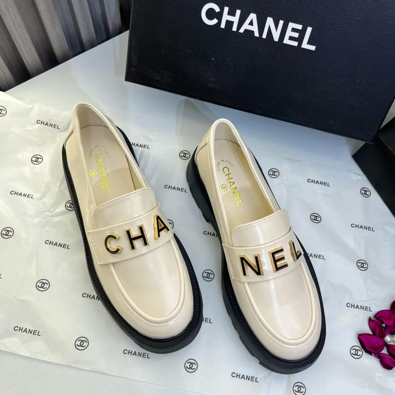 Chanel Off White Mocassin Loafer