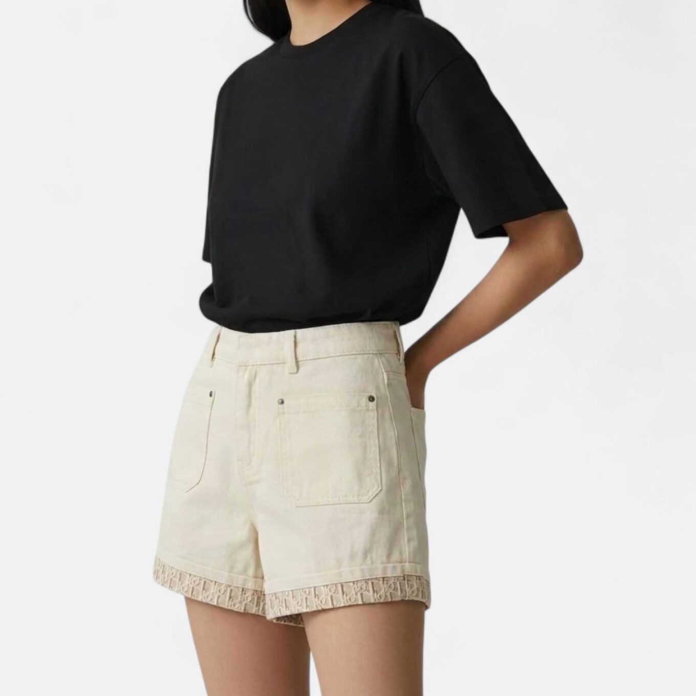 Dior Women's Beige Fringe Denim Shorts