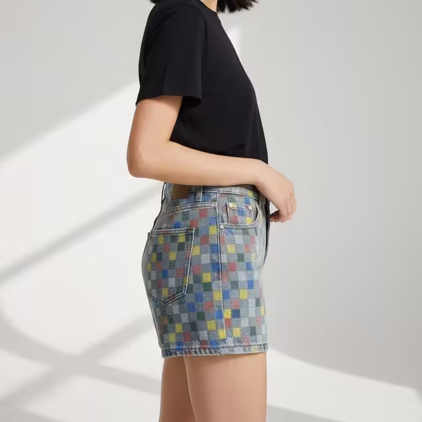 WhatsApp Image 2025-12-01 at 7.07.15 PM Louis Vuitton check Denim Shorts For Women