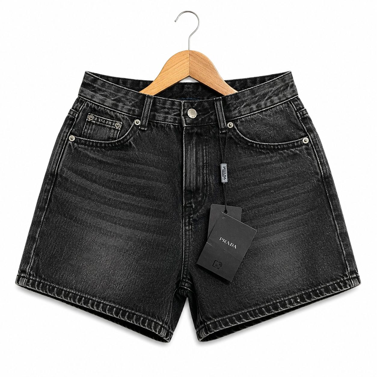 Prada Charcol Denim Shorts For Women