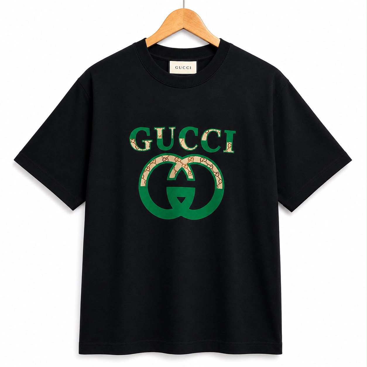Gucci Monogram Premium Black Tshirt For Men
