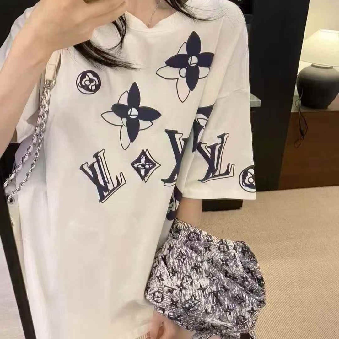 Louis Vuitton White Printed Oversized T-shirt For Women