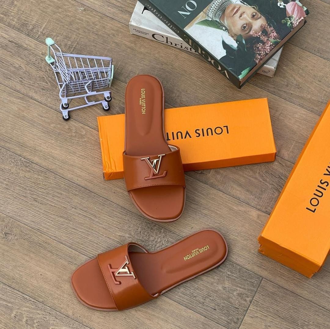 Louis Vuitton Brown Slip On Slide For Women