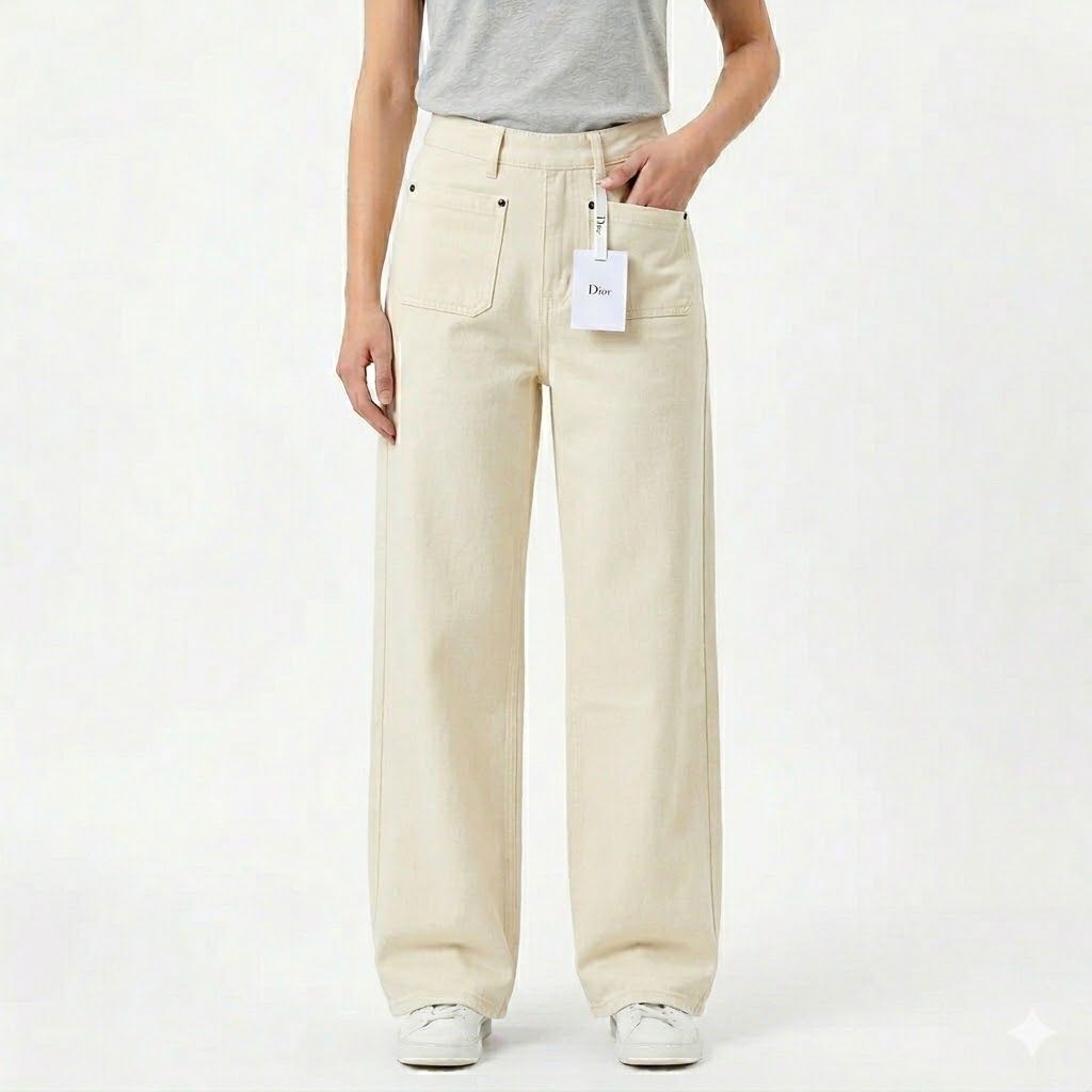 Christian Dior Beige Relaxed Fit Denim For Women