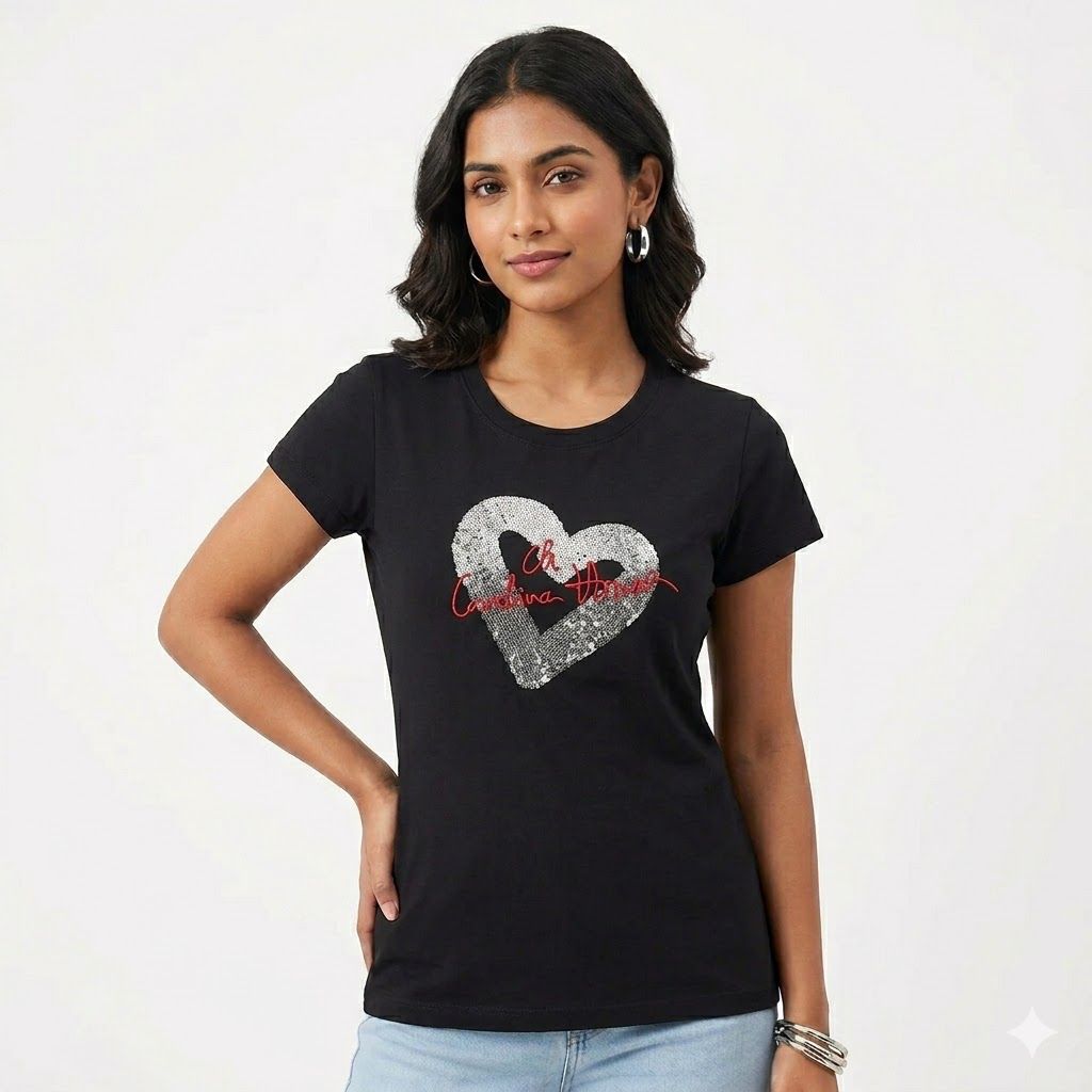 Carolina Herrera Black Love Tshirt For Women