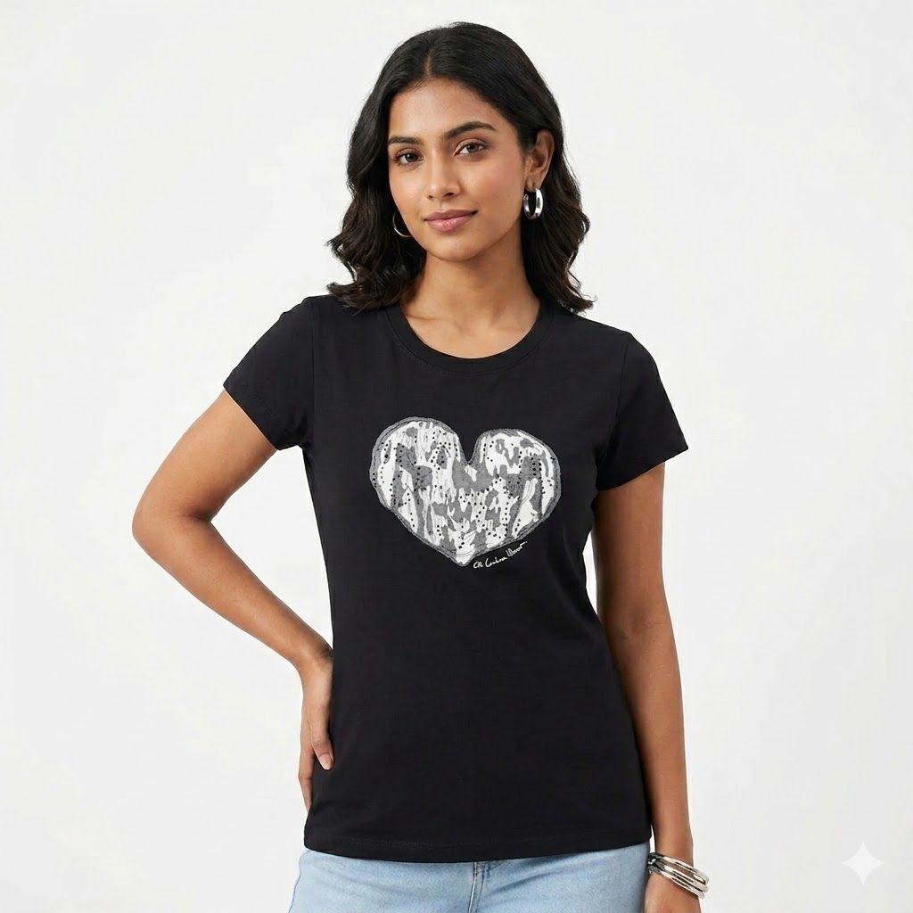Carolina Herrera Black Love Tshirt For Women