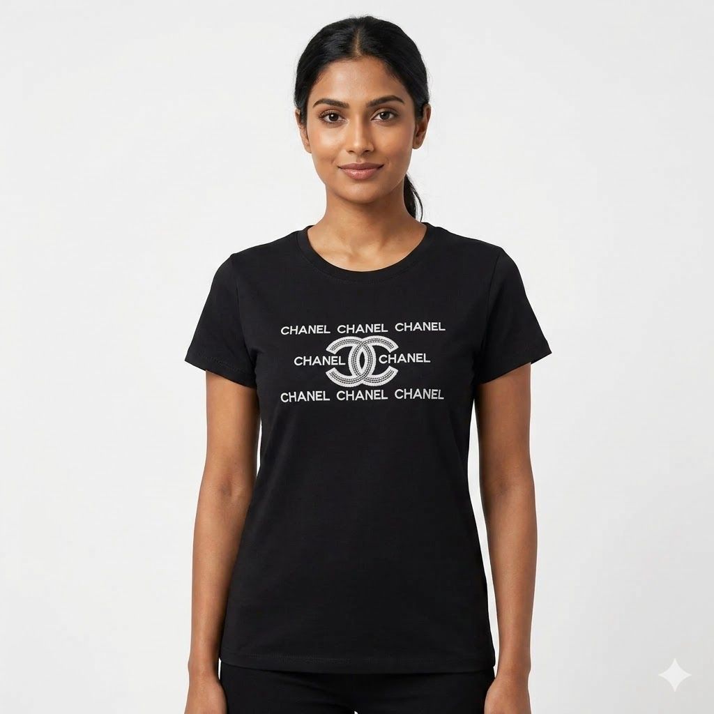 Chanel Black Logo T-shirt For Women