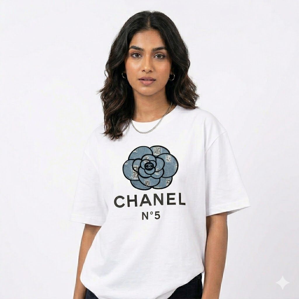 Chanel Flower White Oversized T-shirt  For Women