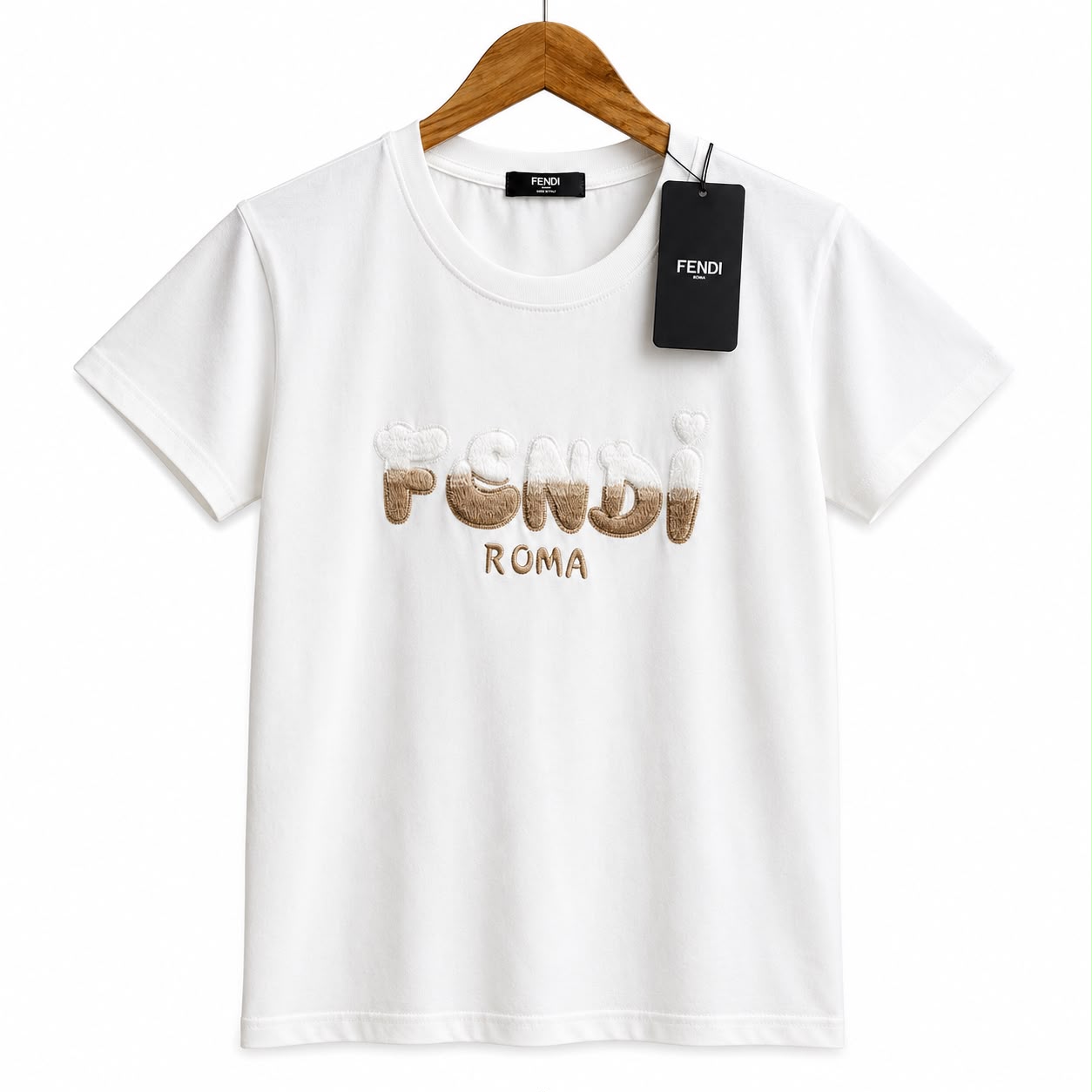 Fendi White 3D Logo Tshirt For Women