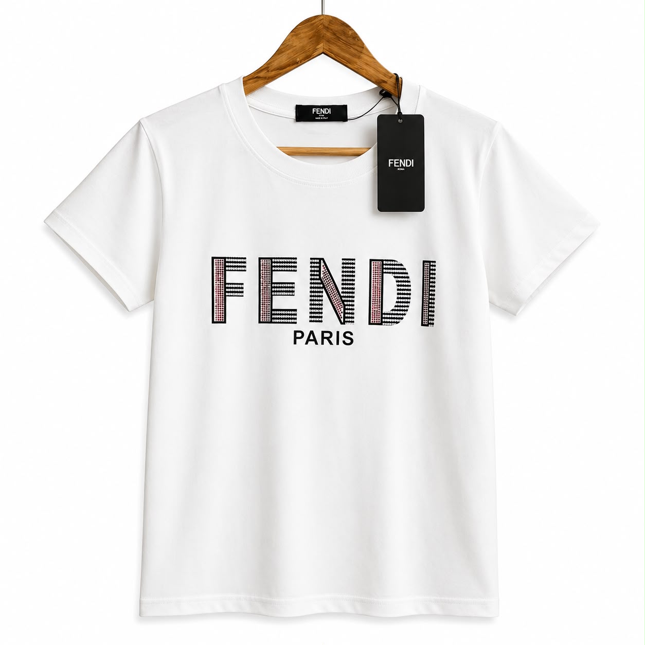 Fendi White Stone Tshirt For Women