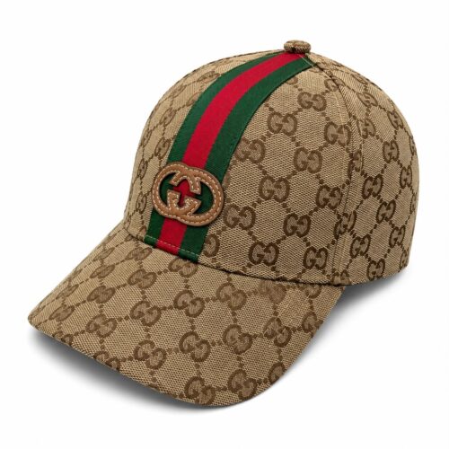 Gucci GG Stripe Khaki Baseball Cap