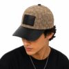Coach Jacquard Khaki Black Leatherate Baseball Cap